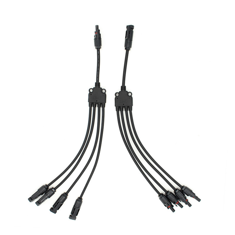 Cabo fotovoltaico de painel solar preto de 6 mm 20A conector de ramal fotovoltaico tudo em 1