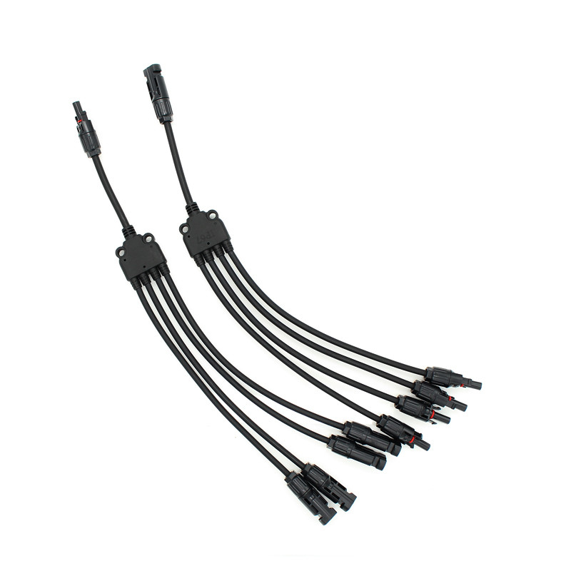 Cabo fotovoltaico de painel solar preto de 6 mm 20A conector de ramal fotovoltaico tudo em 1