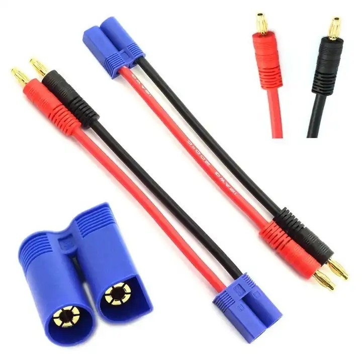 Chicote de fios 10AWG 12AWG do fio do conector do adaptador do cabo EC5 EC3 do silicone para o zangão do motor do ESC