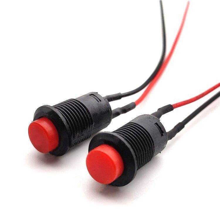Wintai-Tech botão de pressão interruptor de buzina 12v botão de pressão interruptor de arranque 12mm botão de pressão momentâneo Interruptor com montagem de cabo