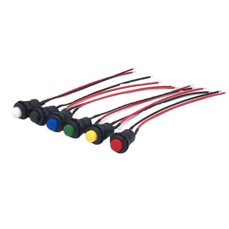 Wintai-Tech botão de pressão interruptor de buzina 12v botão de pressão interruptor de arranque 12mm botão de pressão momentâneo Interruptor com montagem de cabo