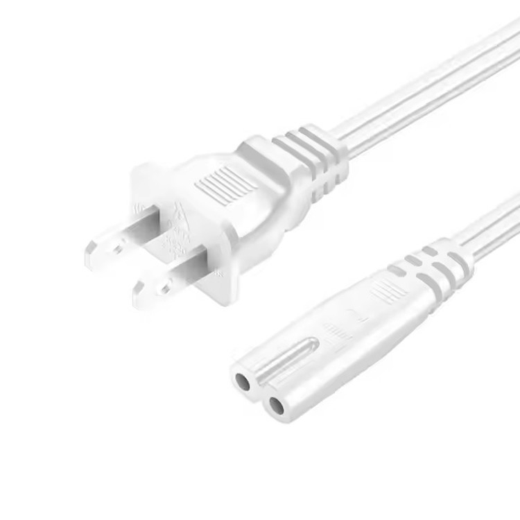 Boa Qualidade de cobre puro 120V 18 Awg 2pin C7 extensão linha Spt-2 Branco AC cabo de alimentação 5FT 2 Prong para eletrodoméstico Lap