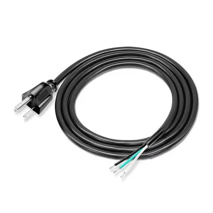 Cabo de alimentação americano de alta qualidade 3 pines preto PVC 3 pontas Puro de cobre 18awg 1,5 metros 5 pés descascado e enlatado para casa
