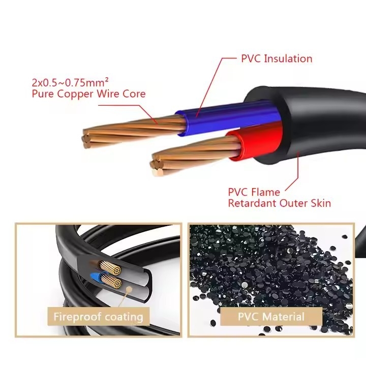 2.5A 250V CCC VDE ETL Approvado pela CEI Cordão de alimentação de extensão C7 Conector de ângulo reto C7