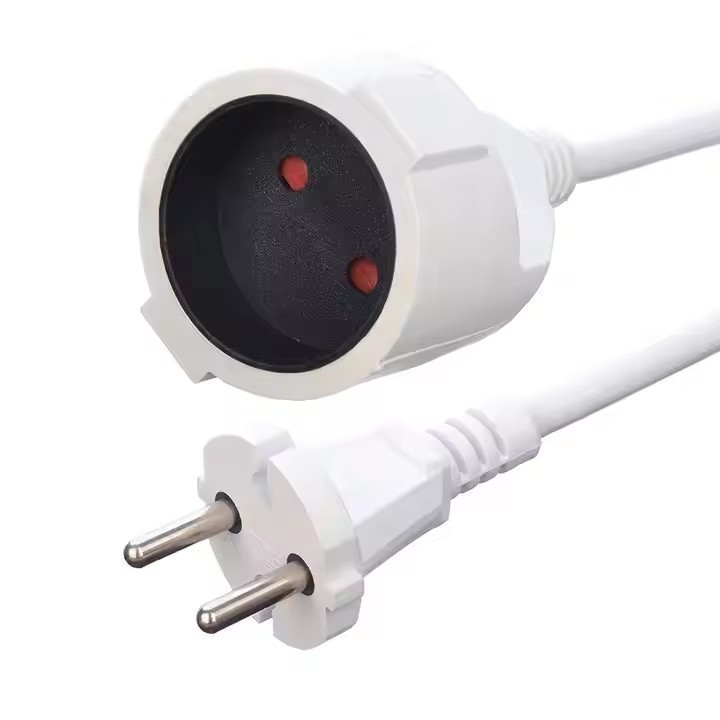 Fabrica Directo VDE 10A Qualidade cabos de alimentação cabos de extensão Branco 2 pin Plugs & Sockets para energia de eletrodomésticos
