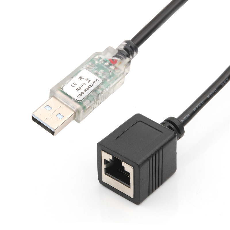 Adaptadores de cabo personalizados industriais USB-A RJ422 para Portos de rede RS232 Cabo de depuração de engenharia de rede