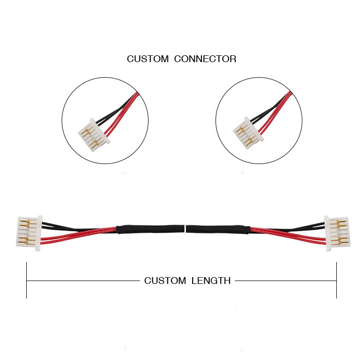 Fabrica personalizada JST SHLP-06V-S-B LED Backlight Cable Harness 500mm comprimento