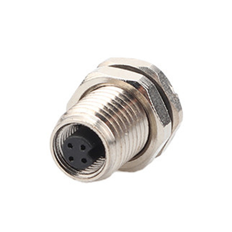 M5 Código-A Painel de conector industrial circular à prova d'água de 4 pines, flange PCB, tomada masculina e feminina IP67