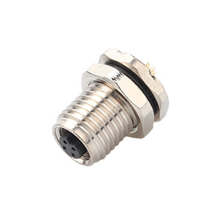M5 Código-A Painel de conector industrial circular à prova d'água de 4 pines, flange PCB, tomada masculina e feminina IP67