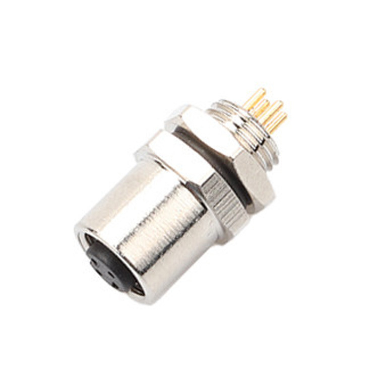 Fabrica M5 Código-A 4Pin Panel Flange PCB Conector circular de tomada feminina IP67