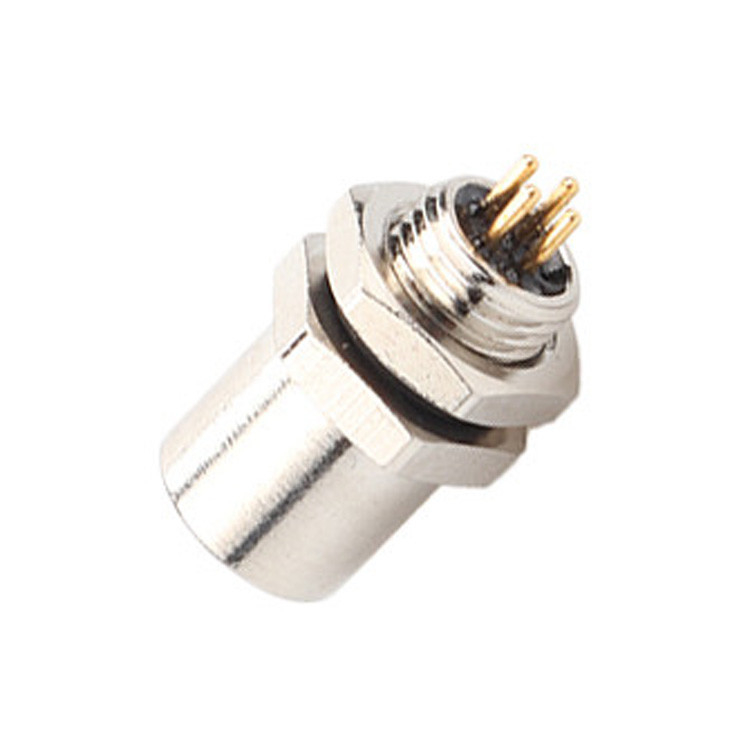 Fabrica M5 Código-A 4Pin Panel Flange PCB Conector circular de tomada feminina IP67