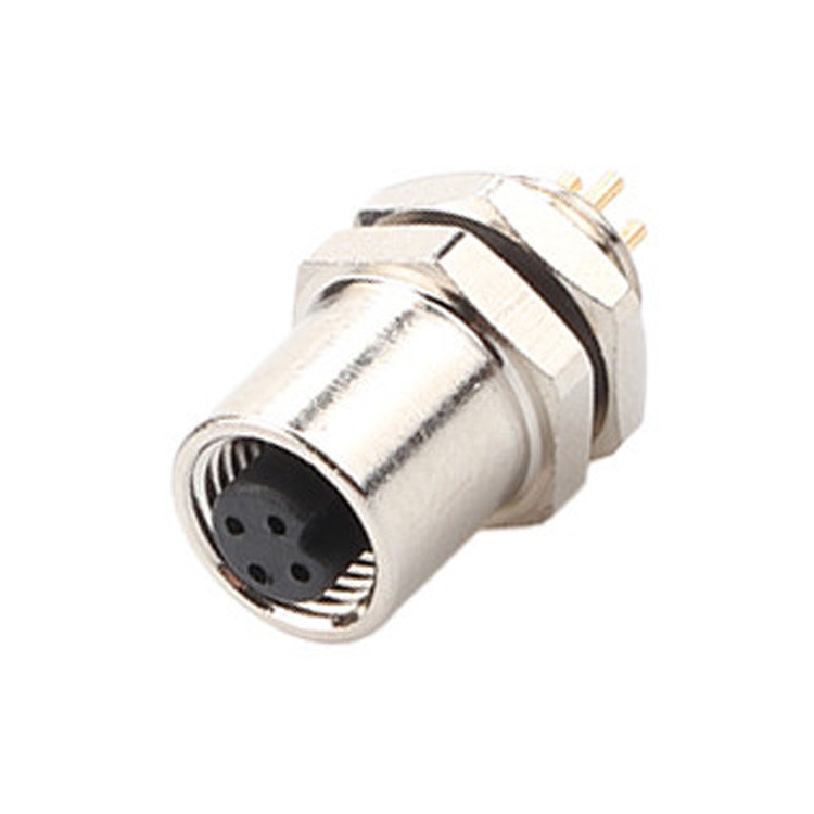 Fabrica M5 Código-A 4Pin Panel Flange PCB Conector circular de tomada feminina IP67