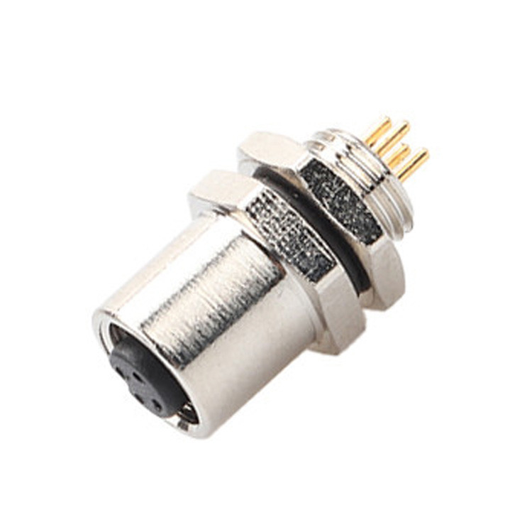 Fabrica M5 Código-A 4Pin Panel Flange PCB Conector circular de tomada feminina IP67