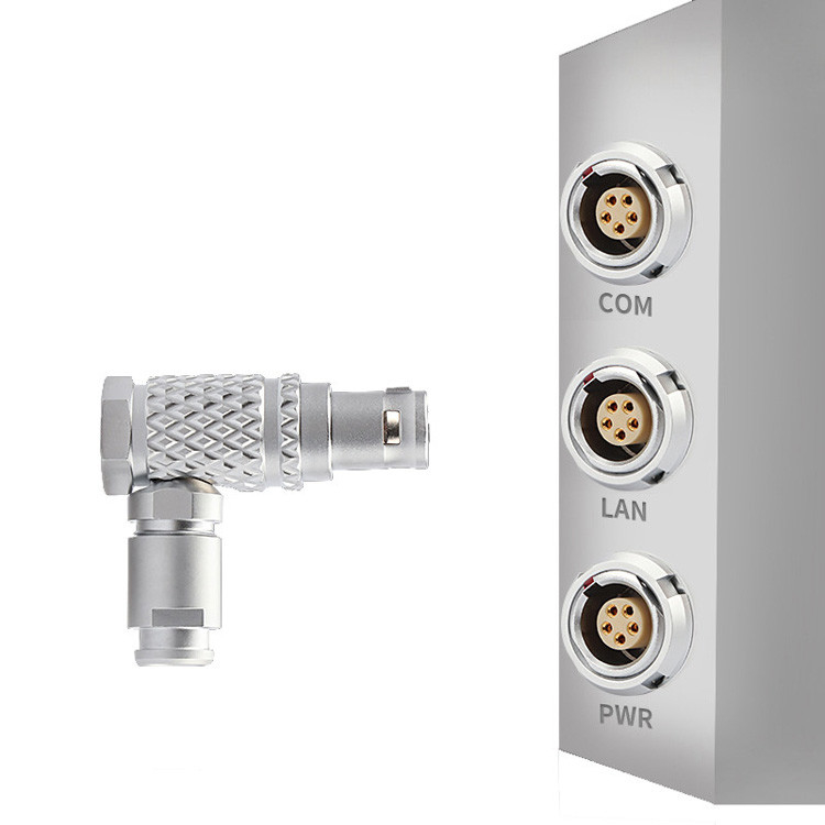 Conector de controlo industrial de fábrica Série B T3 5Pin 90° ângulo reto Conector circular
