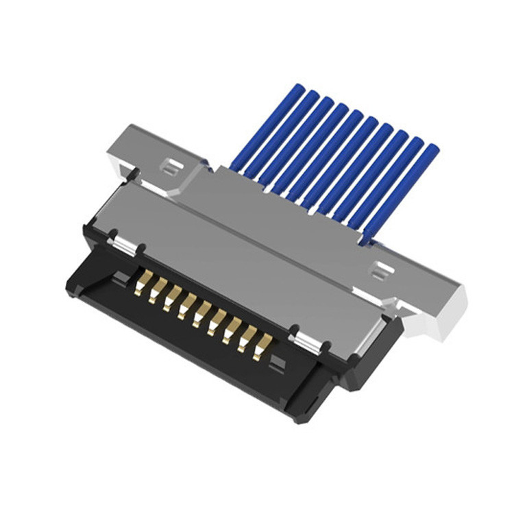 Conjunto de cabos micro-coaxial 20345-010T32R com passo de 0,4 mm e ligação micro-coaxial LVDS tipo acoplamento horizontal de 10 pinos