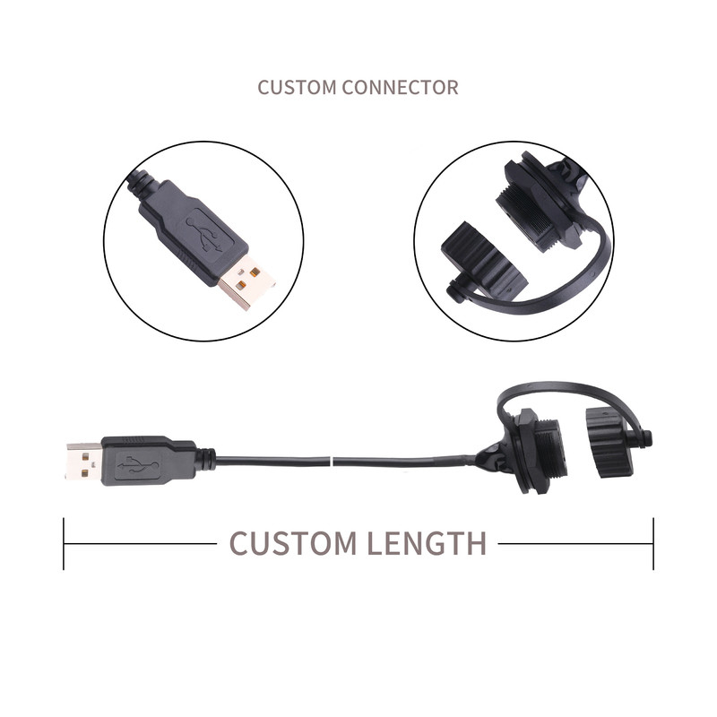 USB 2,0 um conector fêmea com protetor e tampão a USB 2,0 cabos do usb de A fez para medir