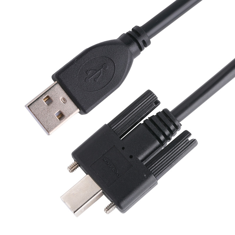 trança Preto UL Conector de impressora cabo USB 2.0 Tipo A para Tipo B Bloqueio