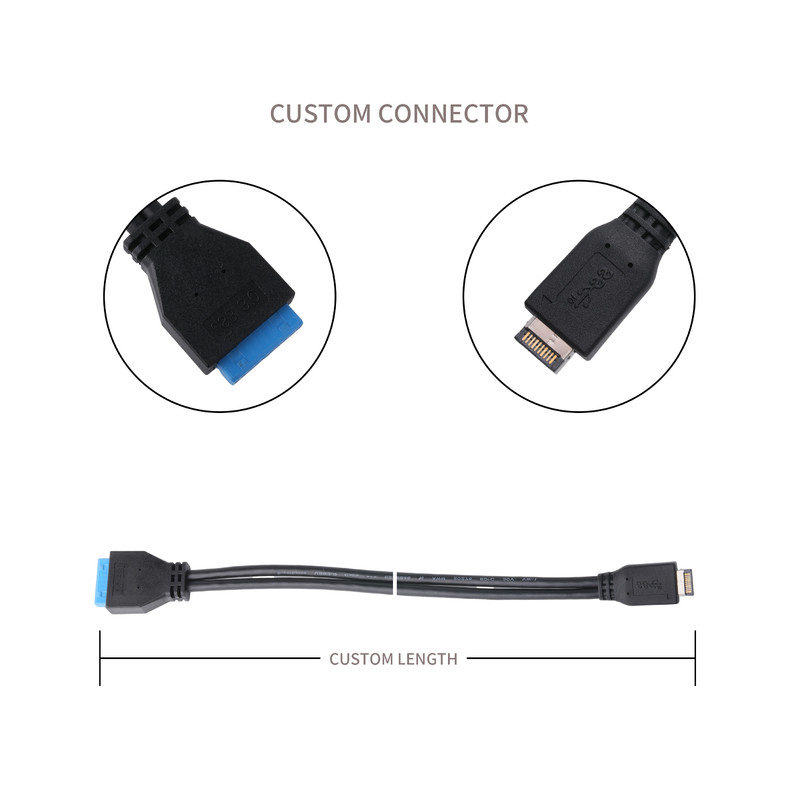 Cable de alimentação da placa-mãe do computador USB 3.1 Tipo-E macho para IDC20P macho Adaptador de cabo de cabo de extensão de 20 pines
