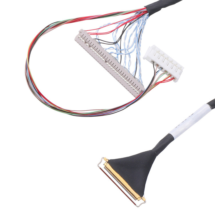 Tipo de acoplamento horizontal Conector micro-coaxial para montagem personalizada de cabo Lvds de 40 pines com cabo Lcd Lvds de 0,5 mm de altura