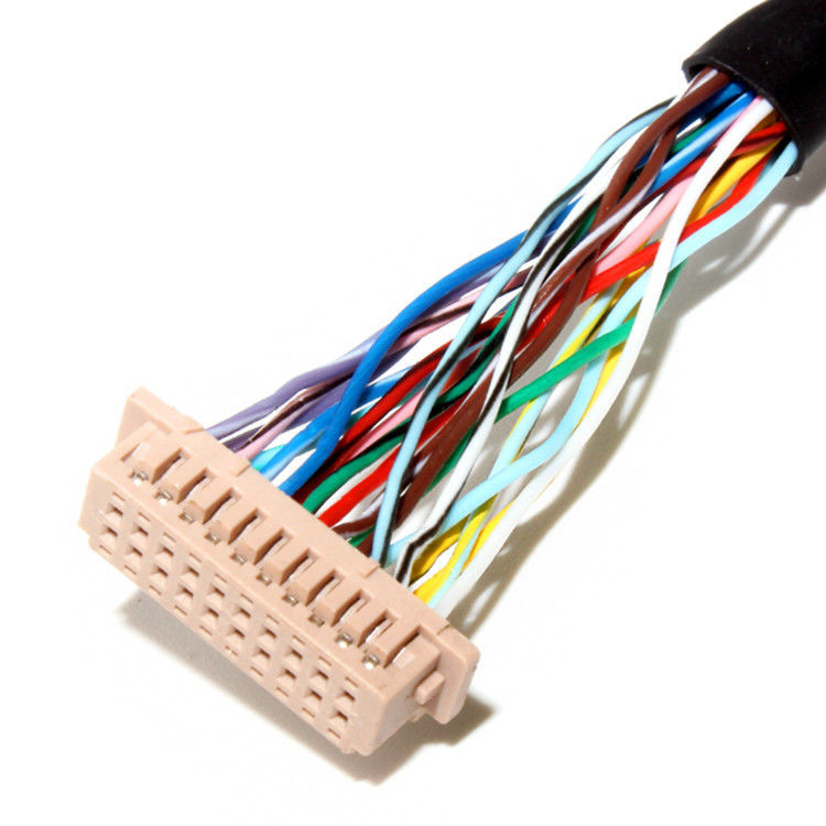 O conjunto de cabo LVDS com um passo de 1,0 mm e 32AWG, usando o conector LCD  DF13-20DS-1.25C