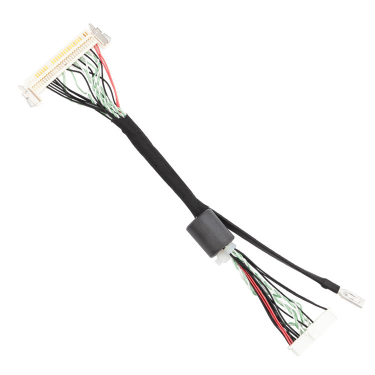 O conjunto de arneses LVDS estende-se do JAE FI-X30HL ao Molex 501189-4010-40P