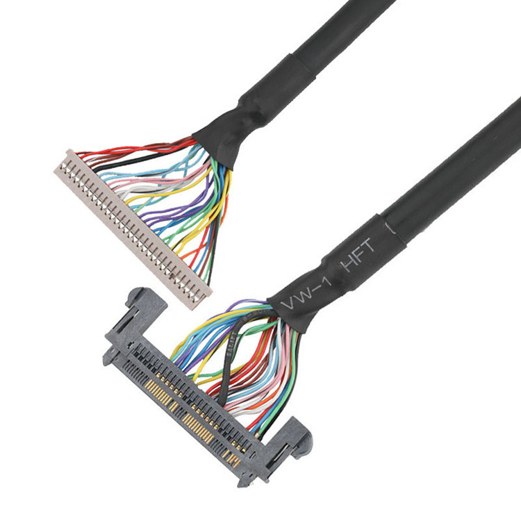 De  1.25mm DF14-30S-1.25C para JAE 0.5mm FI-RE51HL, um conjunto de cabos LVDS EDP é criado