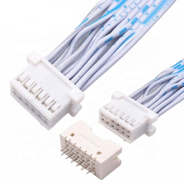 Chicote de Fios Personalizado JST Cabo de Fita Chata com Passo de 2,54mm 12 Pinos Dupla Fileira para Aplicações Eletrônicas