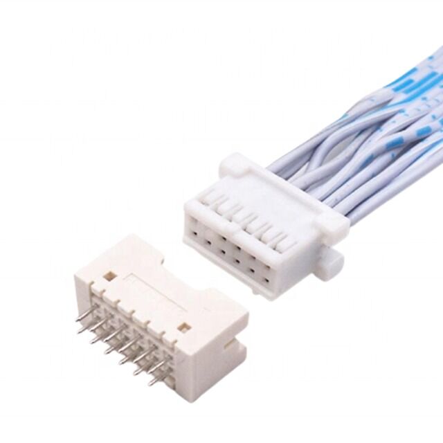 Chicote de Fios Personalizado JST Cabo de Fita Chata com Passo de 2,54mm 12 Pinos Dupla Fileira para Aplicações Eletrônicas