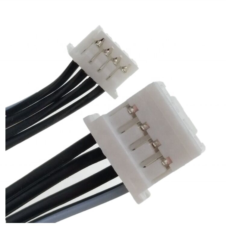 Arnés de fio personalizado com cabo de conector JST de pitch 2.0 e cabo de fita plana 4Pin 24AWG em comprimento de 300 mm