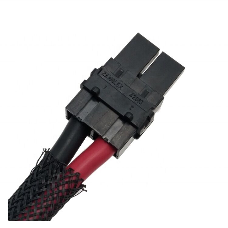 Chicote de Fios Personalizado com Conector Molex 428160212 de 2 Pinos e Passo de 10MM e Cabo 8 AWG