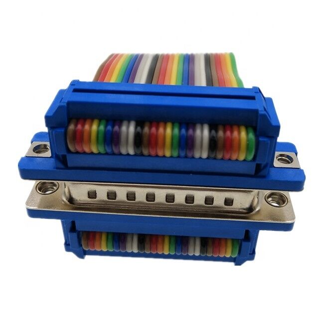 Conector D-Sub de 25 pinos revestido de ouro com cabo de fita plana de comprimento personalizado e conector IDC Crimp