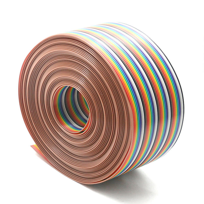 Cable de fita plana de arco-íris personalizado com isolamento de PVC e conectores IDC pitch de 1,27 mm