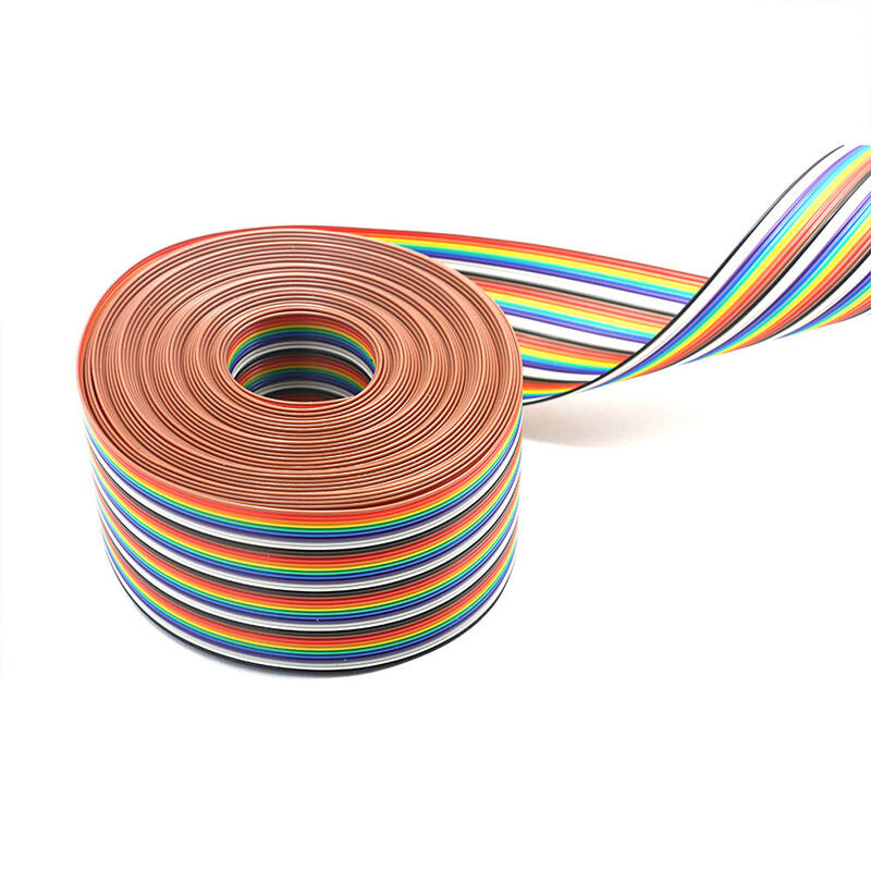 Cable de fita plana de arco-íris personalizado com isolamento de PVC e conectores IDC pitch de 1,27 mm