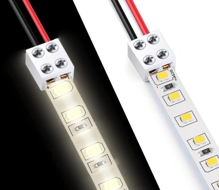 RY 8mm 25pcs conector de luz de fita LED sem solda 2 pin para baixo conector de bloco terminal conectores LED para luzes de tira