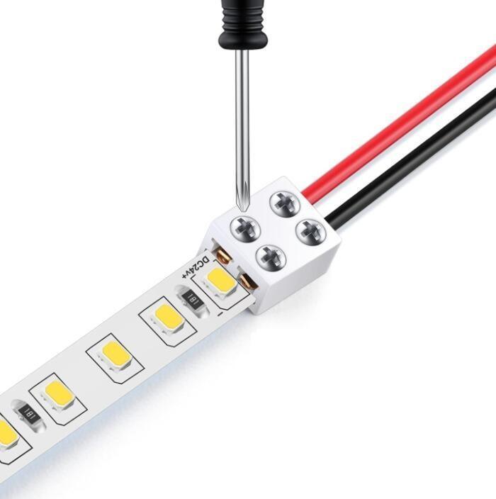 RY 8mm 25pcs conector de luz de fita LED sem solda 2 pin para baixo conector de bloco terminal conectores LED para luzes de tira