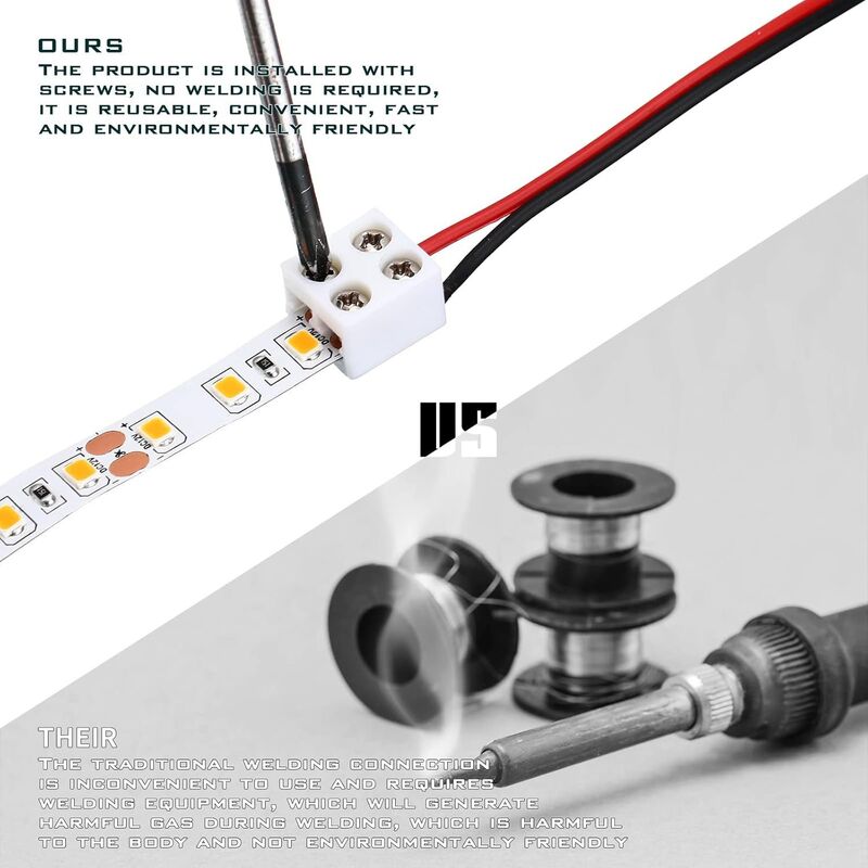 RY 8mm 25pcs conector de luz de fita LED sem solda 2 pin para baixo conector de bloco terminal conectores LED para luzes de tira