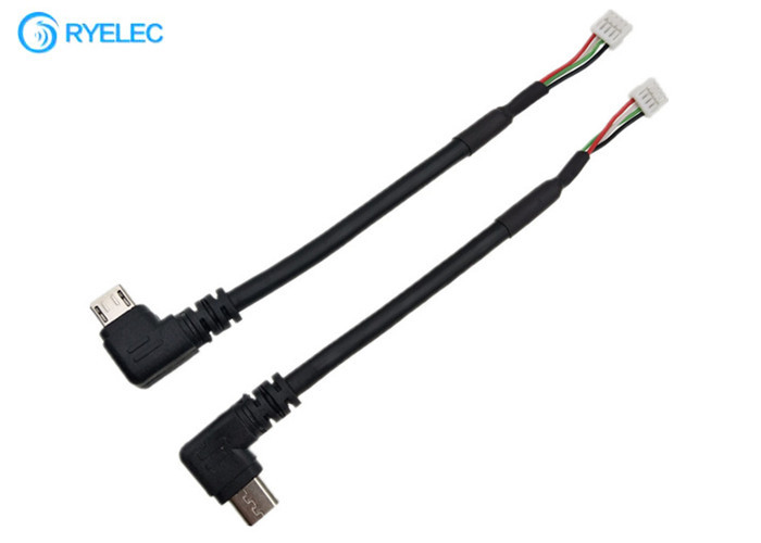 Conector macho do Usb do ângulo direito micro ao cabo de dados do passo do Pin 1.25mm de Jst Gh 4