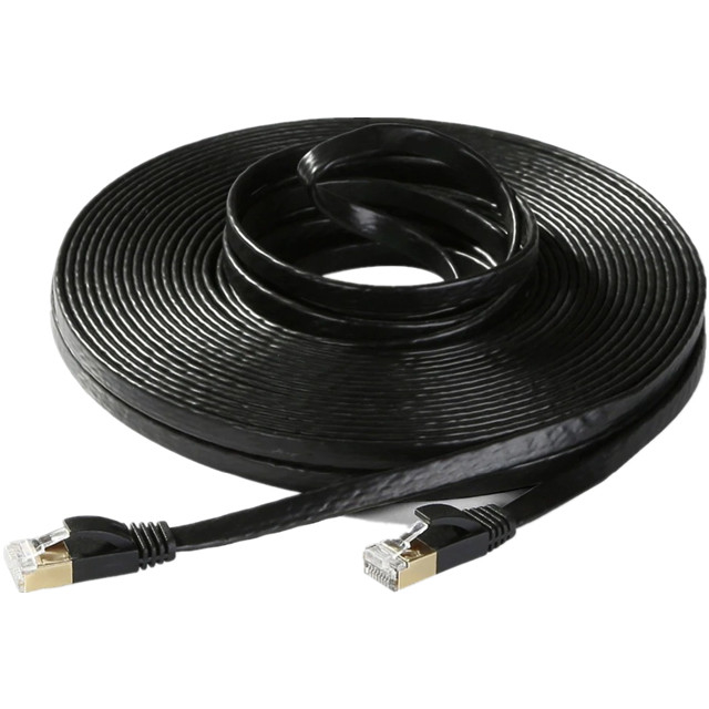 O ouro chapeou 50ft que 8P8C Rj45 protegeu o cabo ethernet do gato 7 para o interruptor do router