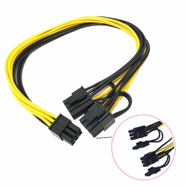 Homem de Pcie 6pin ao divisor duplo 18awg 100MM 20CM do cabo distribuidor de corrente de Gpu do homem 8pin
