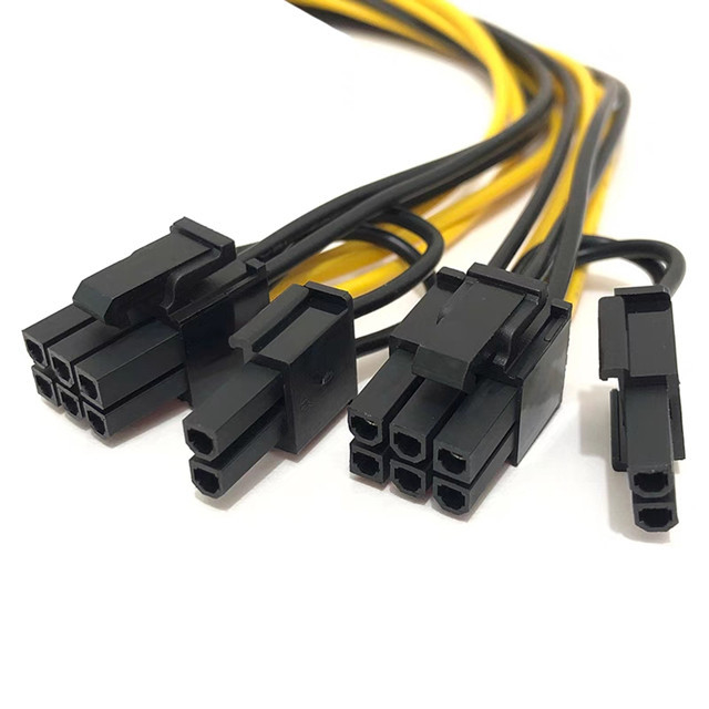 Homem de Pcie 6pin ao divisor duplo 18awg 100MM 20CM do cabo distribuidor de corrente de Gpu do homem 8pin