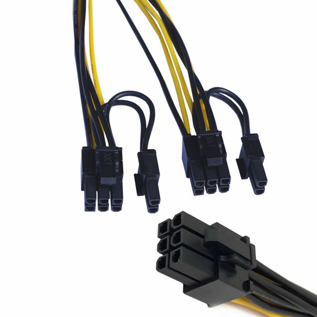 Homem de Pcie 6pin ao divisor duplo 18awg 100MM 20CM do cabo distribuidor de corrente de Gpu do homem 8pin