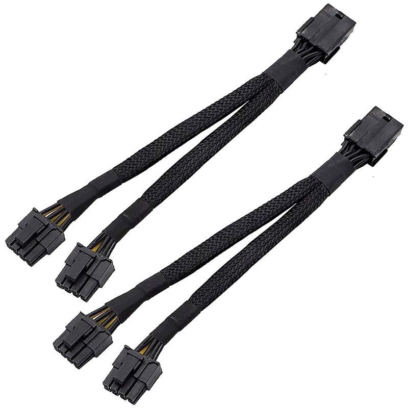 Pcie 8 Pin Female To Dual 8pin Sleeved o cabo distribuidor de corrente protegido de Pcie GPU Minig