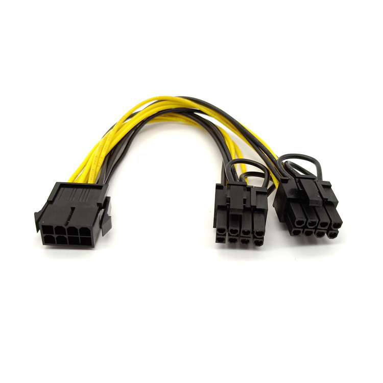 A fêmea de Pcie 8pin ao conversor de poder duplo do divisor do VGA do homem 2pin de PciE 6 cabografa 18awg 20cm para a placa de vídeo de Gpu dos gráficos
